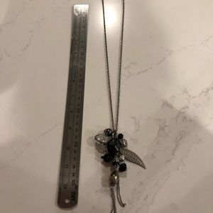 Black and silver long necklace